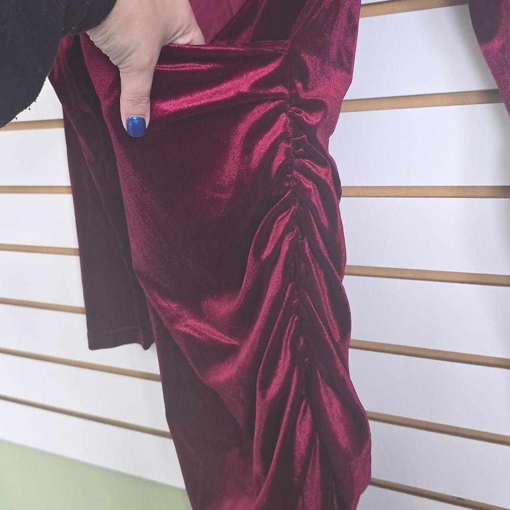 Velour Ruched Dress Lg - Picture 2 of 5